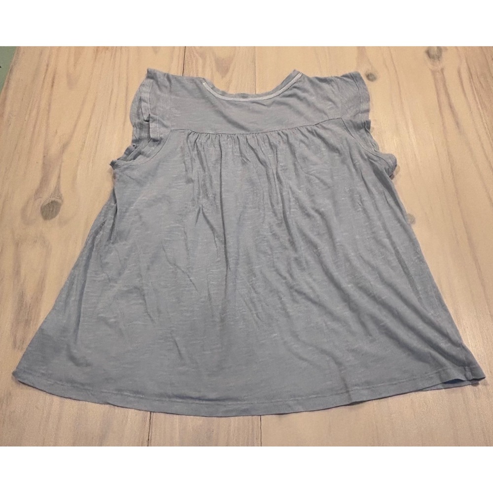Lucky Brand Womens Blue Embroidered Cap Sleeve Cotton Top 7WP8333 SZ Large Boho - Picture 7 of 16
